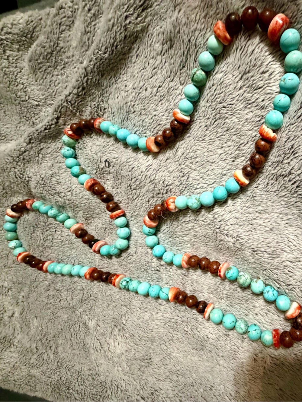 Turquoise and Brown Beaded Necklace and Bracelet Set